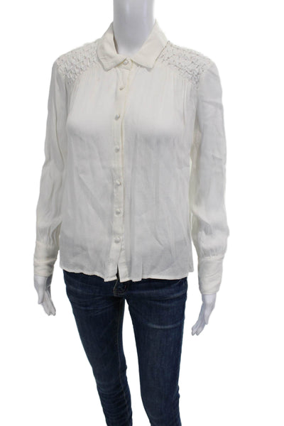 Zara Basic Collection Womens White Viscose Button Up Blouse Long Sleeve Size M