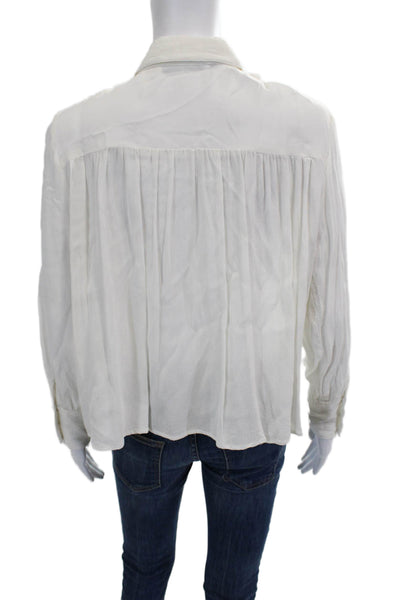 Zara Basic Collection Womens White Viscose Button Up Blouse Long Sleeve Size M