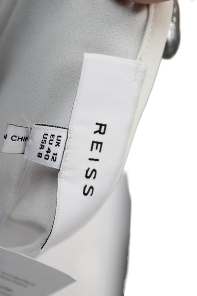 Reiss Womens Slip Dress White V-Neck Sleeveless Polyester Size 8