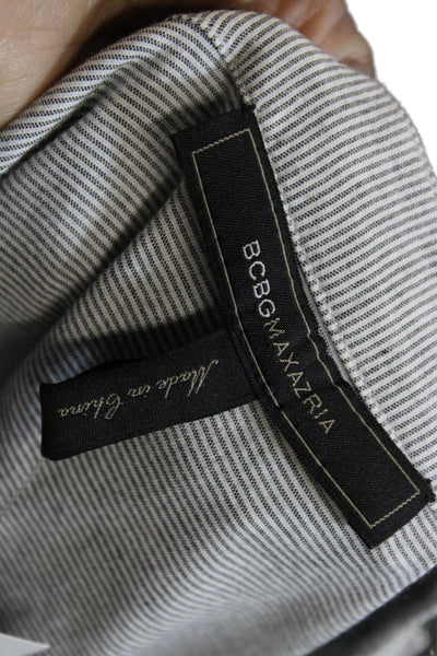 BCBGMAXAZRIA Womens Shirt Dress Gray Striped V Neck Long Sleeve Size S
