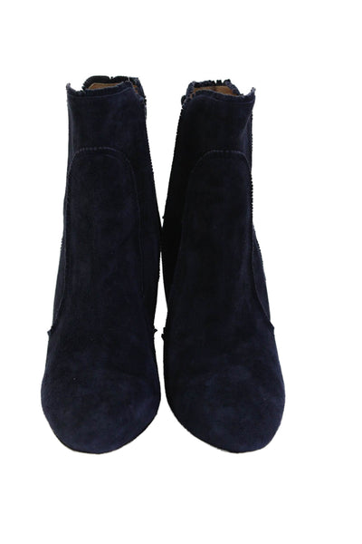 Aquazzura Womens Suede Tassel Back Ankle Boots Navy Blue Size 38 8