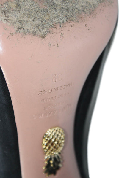 Aquazzura Womens Suede Zip Up Ankle Boots Black Size 39 9