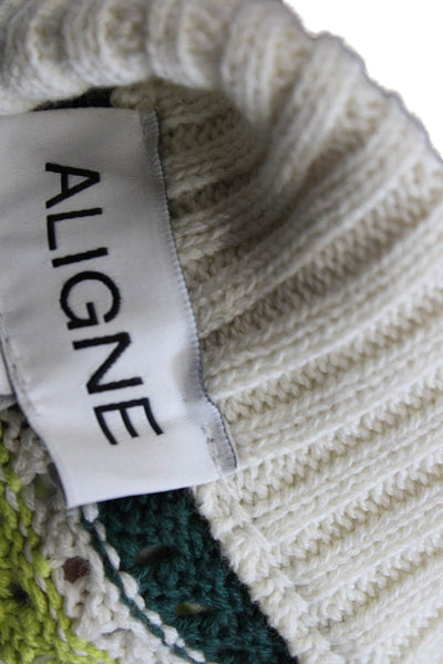 Aligne Unisex Striped Green Organic Cotton Drawstring Shorts Size M