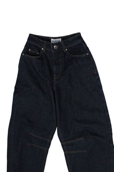 Aligne Womens Dark Blue High Rise Mom Jeans Organic Cotton Size 24