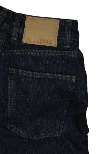 Aligne Women Mom Jeans Dark Blue High Rise Organic Cotton Size 24