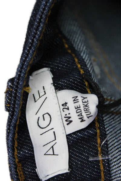 Aligne Women Mom Jeans Dark Blue High Rise Organic Cotton Size 24