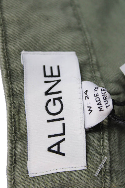 Aligne Women Green High Rise Chinos 100% Organic Cotton Size 24