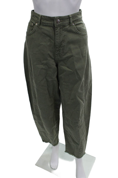 Aligne Women Cropped Chino High Rise Green Organic Cotton Size 26
