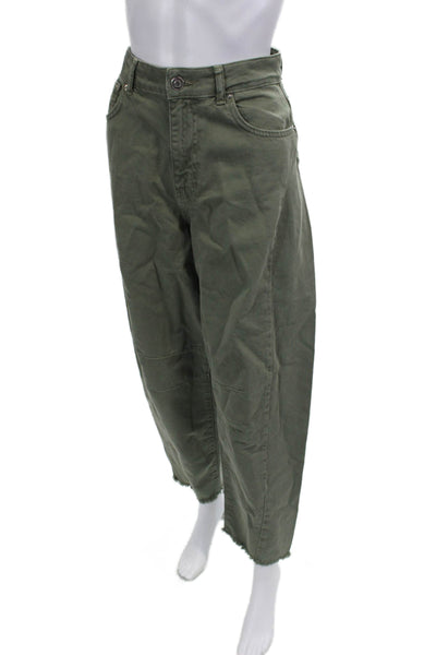Aligne Women Cropped Chino High Rise Green Organic Cotton Size 26