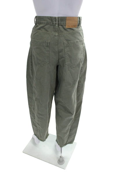 Aligne Women Cropped Chino High Rise Green Organic Cotton Size 26