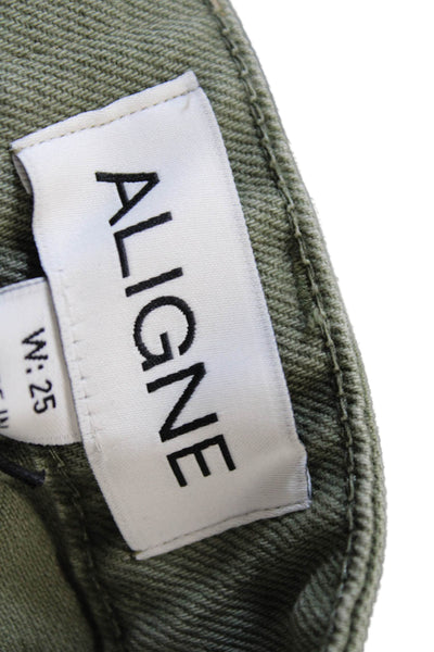 Aligne Women Cropped Chino High Rise Green Organic Cotton Size 26