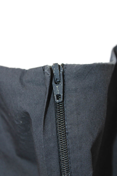 Everlane Women Black Basic Blouse Short Sleeve Round Neck Zip Cotton Size M