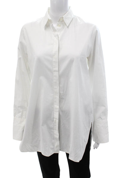 J Crew Women Basic Collared White Button-Up Shirt Long Sleeve Cotton Size 4