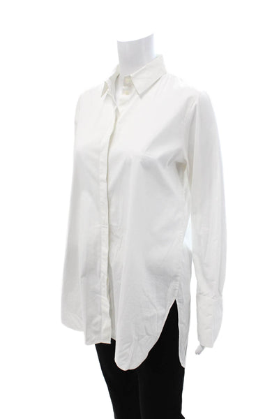 J Crew Women Basic Collared White Button-Up Shirt Long Sleeve Cotton Size 4