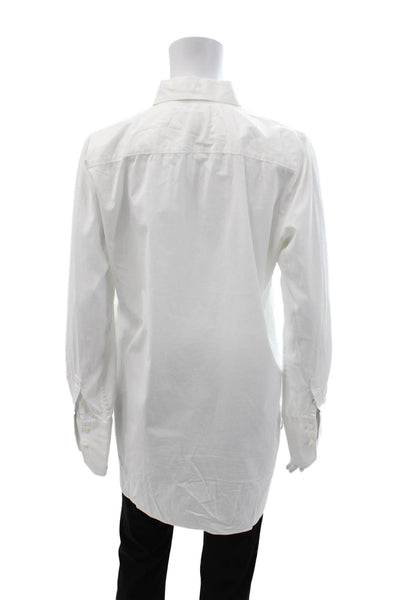 J Crew Women Basic Collared White Button-Up Shirt Long Sleeve Cotton Size 4