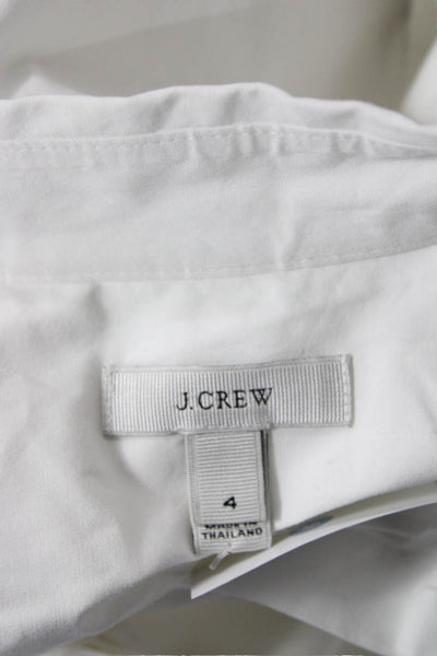 J Crew Women Basic Collared White Button-Up Shirt Long Sleeve Cotton Size 4