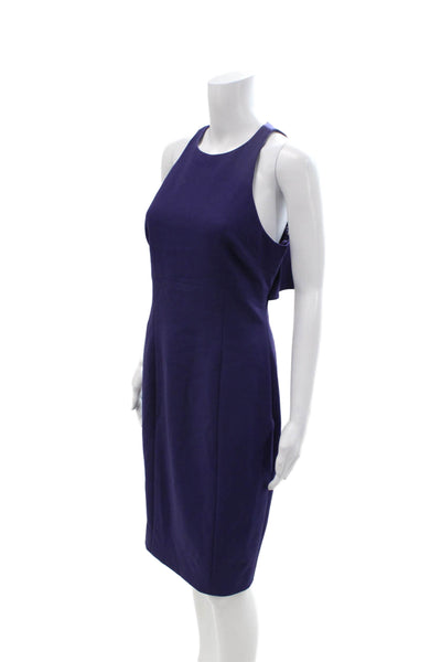 Cinq A Sept Women Sheath Dress Purple High Neck Sleeveless Button Midi Size 8
