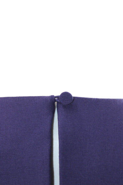 Cinq A Sept Women Sheath Dress Purple High Neck Sleeveless Button Midi Size 8