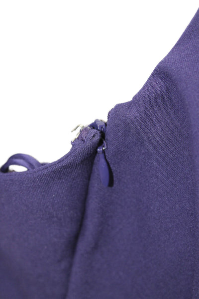 Cinq A Sept Women Sheath Dress Purple High Neck Sleeveless Button Midi Size 8
