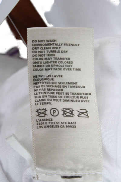 L'Agence Womens Paperbag Cropped Ankle Linen Pants White Size 25