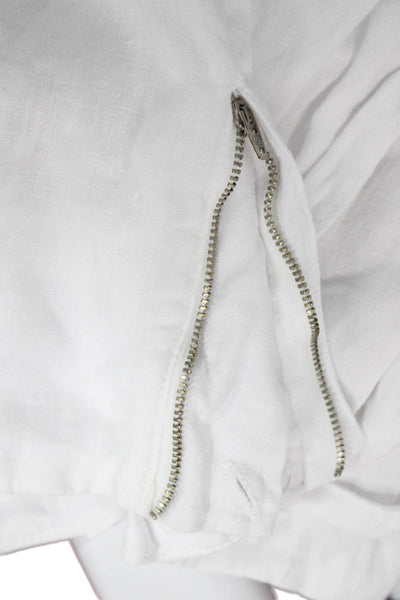 L'Agence Womens Paperbag Cropped Ankle Linen Pants White Size 25