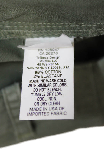Nili Lotan Women Cargo Cropped Pants Green Cotton Elastane Button Size 26