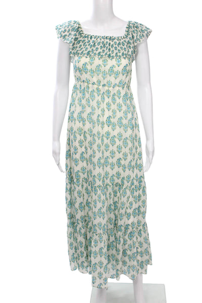 Club Monaco Womens Maxi Sundress White Silk Cotton Square Neck Size S