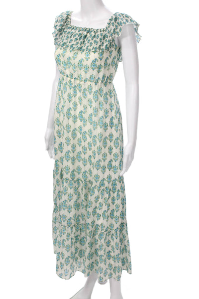 Club Monaco Womens Maxi Sundress White Silk Cotton Square Neck Size S
