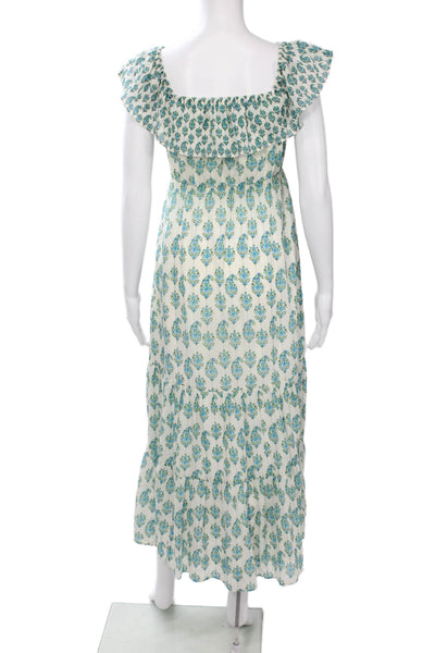 Club Monaco Womens Maxi Sundress White Silk Cotton Square Neck Size S