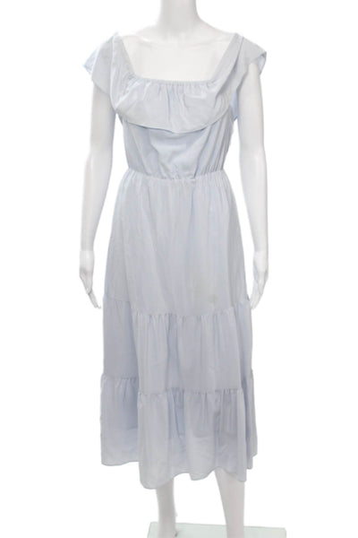 Club Monaco Womens Silk Sundress Light Blue Square Neck Short Sleeve Size 00