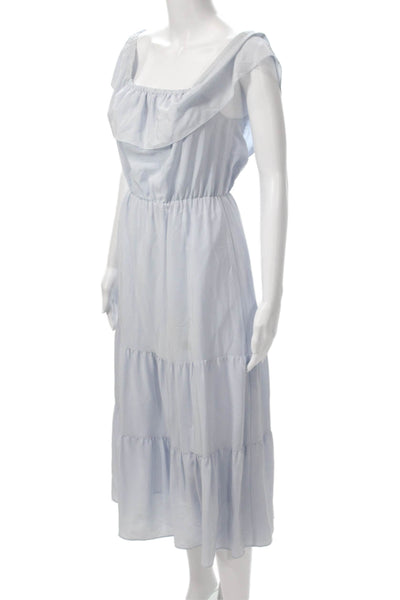 Club Monaco Womens Silk Sundress Light Blue Square Neck Short Sleeve Size 00