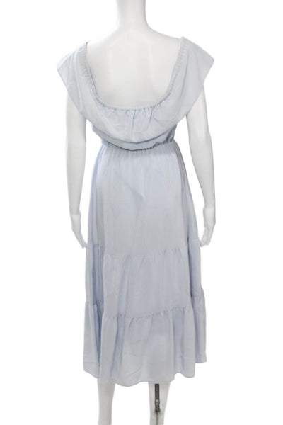 Club Monaco Womens Silk Sundress Light Blue Square Neck Short Sleeve Size 00
