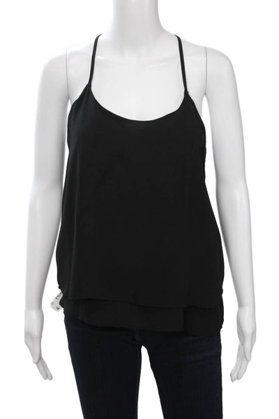 Iris Womens Black Solid Polyester Camisole Hook & Eye Sleeveless Size M