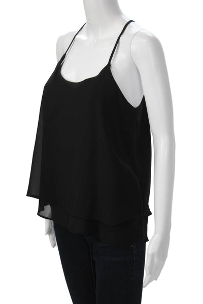 Iris Womens Black Solid Polyester Camisole Hook & Eye Sleeveless Size M