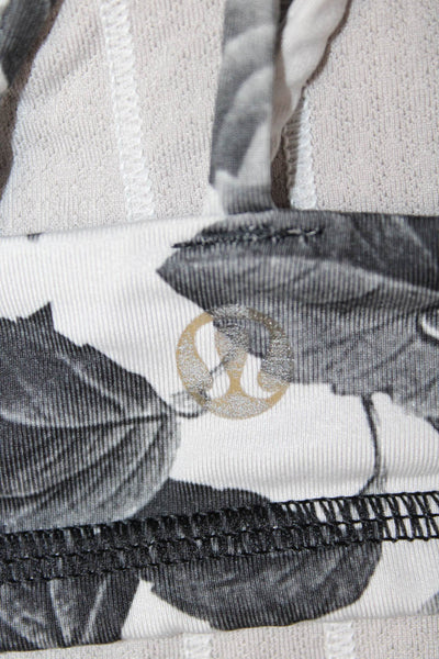 Lululemon Womens Strappy Back Floral Printed Sports Bra White Black Size 2