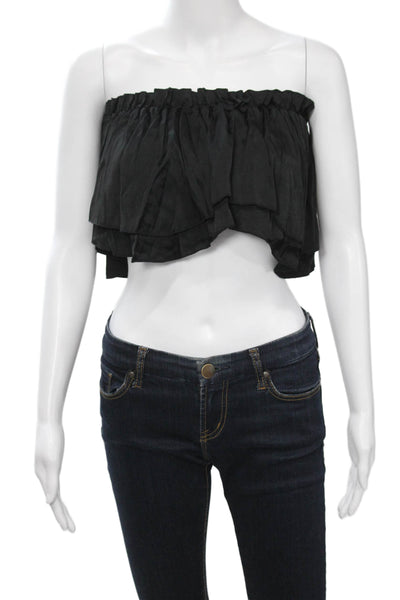 Steele Womens Cropped Sleeveless Bohemian Black Cotton Top Size XS