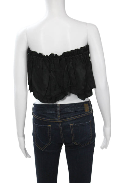 Steele Womens Cropped Sleeveless Bohemian Black Cotton Top Size XS
