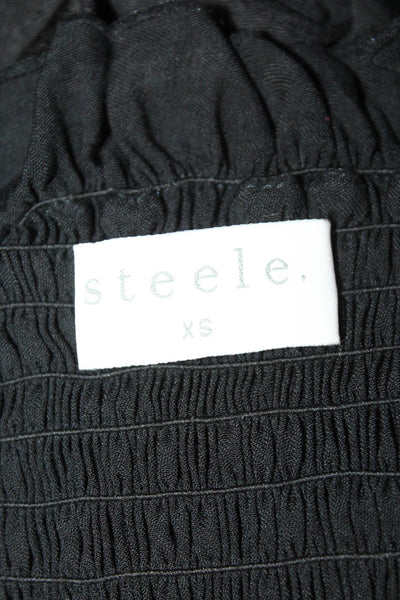Steele Womens Cropped Sleeveless Bohemian Black Cotton Top Size XS