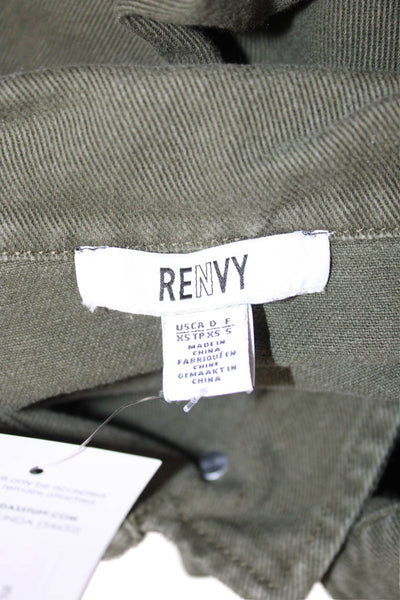 Renvy Womens Military Jacket Green Cotton 3/4 Sleeve Petites Size XS