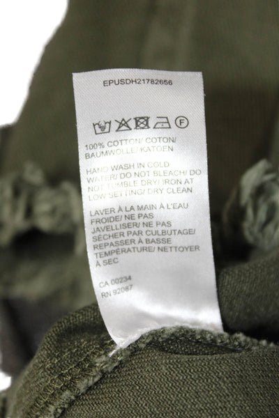 Renvy Womens Military Jacket Green Cotton 3/4 Sleeve Petites Size XS