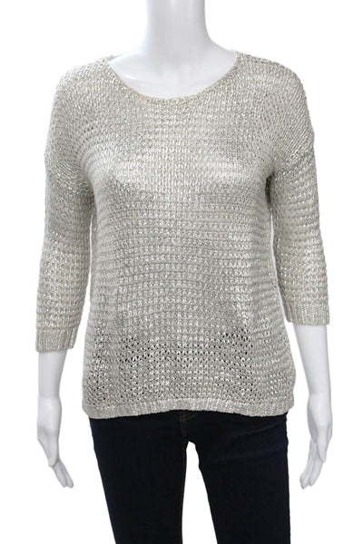Club Monaco Womens Beige Pullover Sweater Round Neck Polyester Blend Size XS
