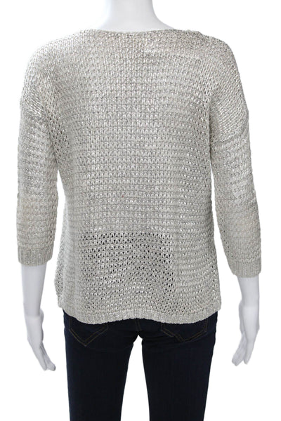 Club Monaco Womens Beige Pullover Sweater Round Neck Polyester Blend Size XS