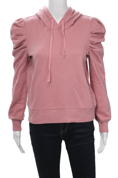 Rebecca Minkoff Womens Pullover Hoodie Pink Drawstring Long Sleeve Size S