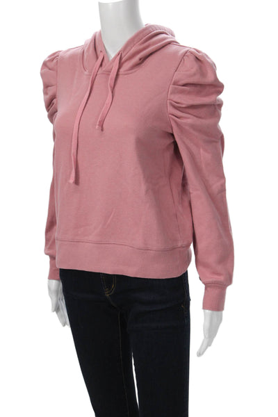 Rebecca Minkoff Womens Pullover Hoodie Pink Drawstring Long Sleeve Size S