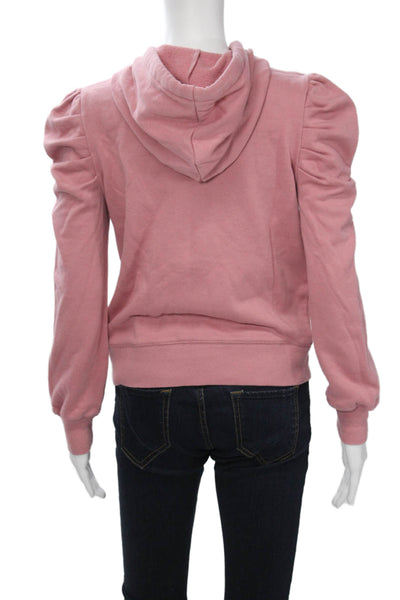 Rebecca Minkoff Womens Pullover Hoodie Pink Drawstring Long Sleeve Size S