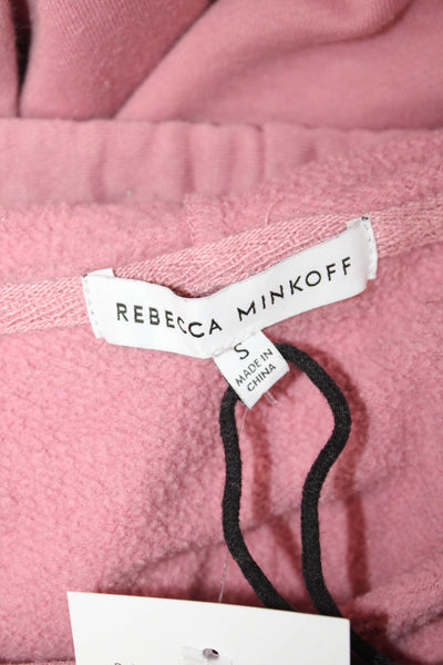 Rebecca Minkoff Womens Pullover Hoodie Pink Drawstring Long Sleeve Size S