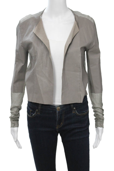 Aviu Women Gray Rayon Blend Long Sleeve Jacket Size M