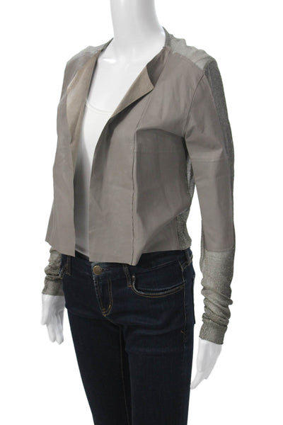 Aviu Women Gray Rayon Blend Long Sleeve Jacket Size M