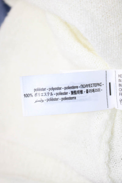 Zara Women Pullover Sweater White Polyester Crew Neck Long Sleeve Size S