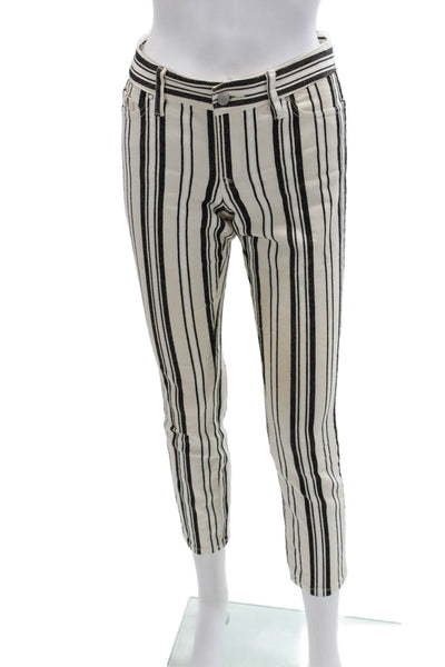 Club Monaco Women Cropped Ankle Striped Beige Mid Rise Pants Size 2
